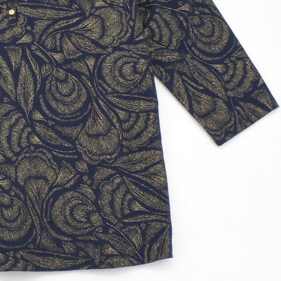 Karen Scott Women Plus Size Blue 3/4 Sleeve Henley Button Neck Printed Top - Picture 4 of 6